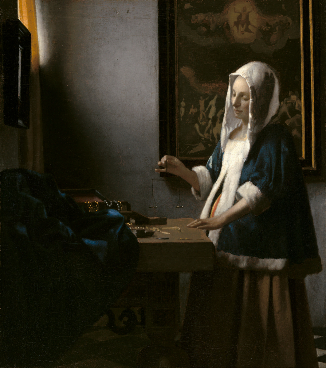 Johannes Vermeer (Dutch, 1632 - 1675 ), Woman Holding a Balance, c. 1664, oil on canvas, Widener Collection 1942.9.97