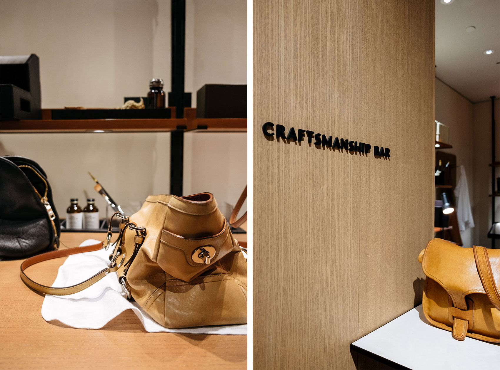 Coach Craftsmanship Bar in the Coach boutique of Columbus Circle New York