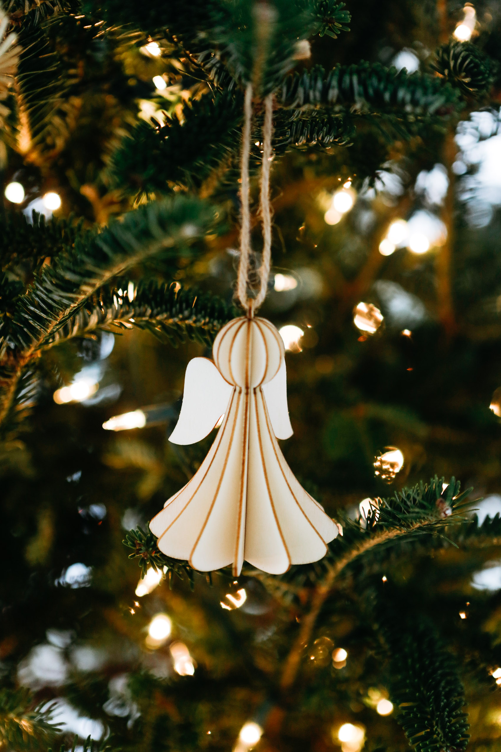 Wood Christmas angel ornament