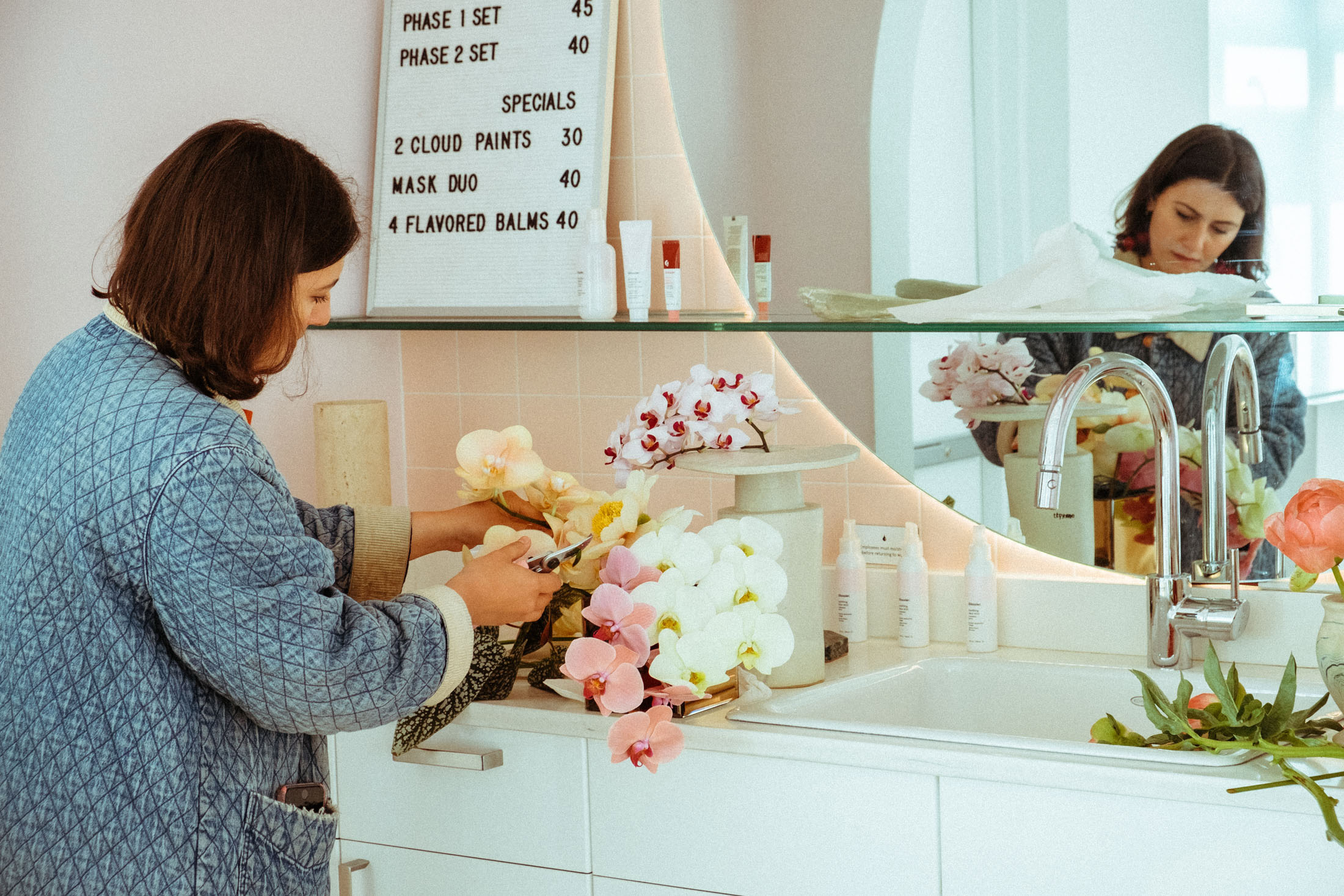 Flowers by Brittany Asch of Brrch Floral in the Glossier Showroom