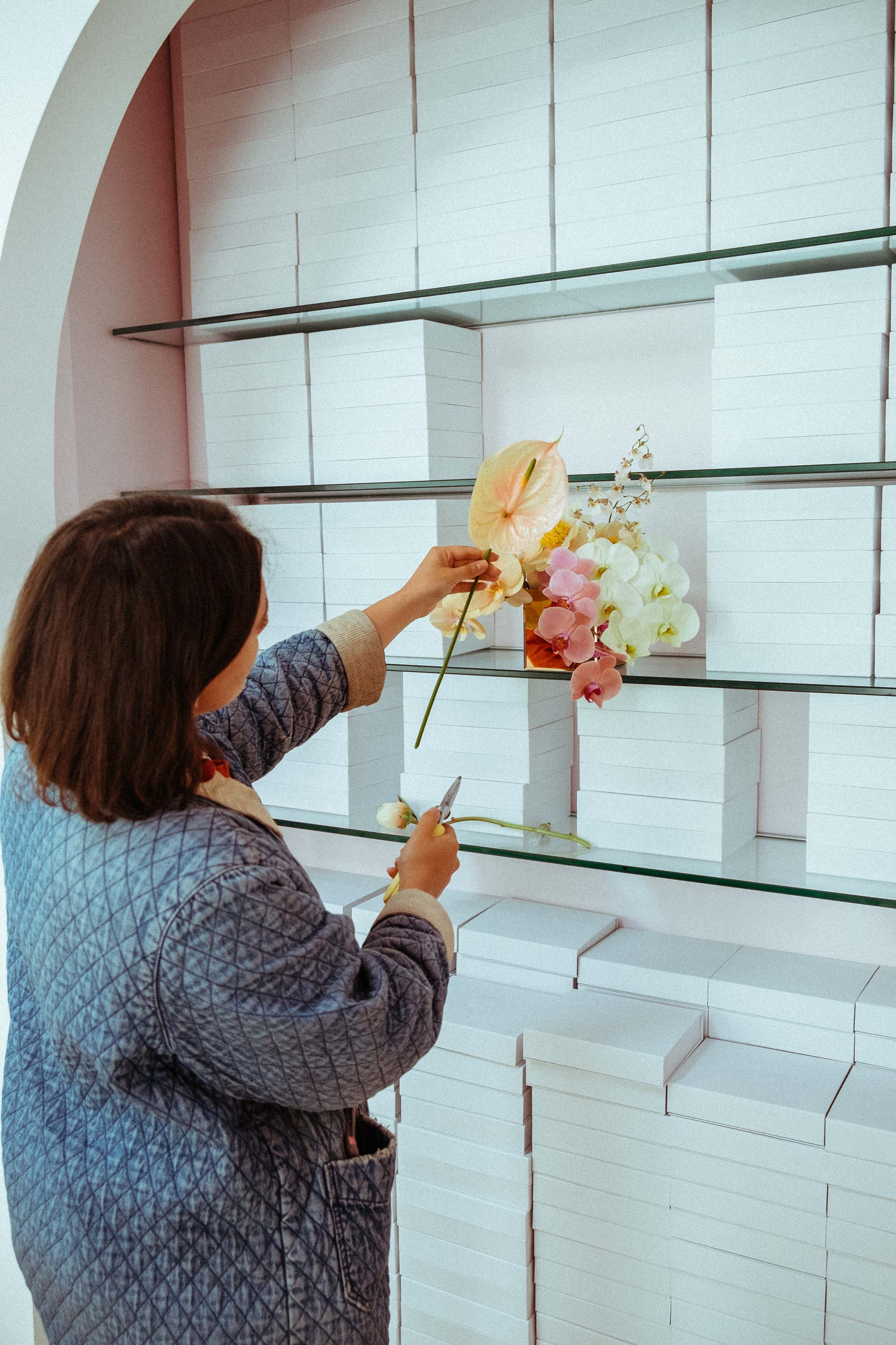 Flowers by Brittany Asch of Brrch Floral in the Glossier Showroom