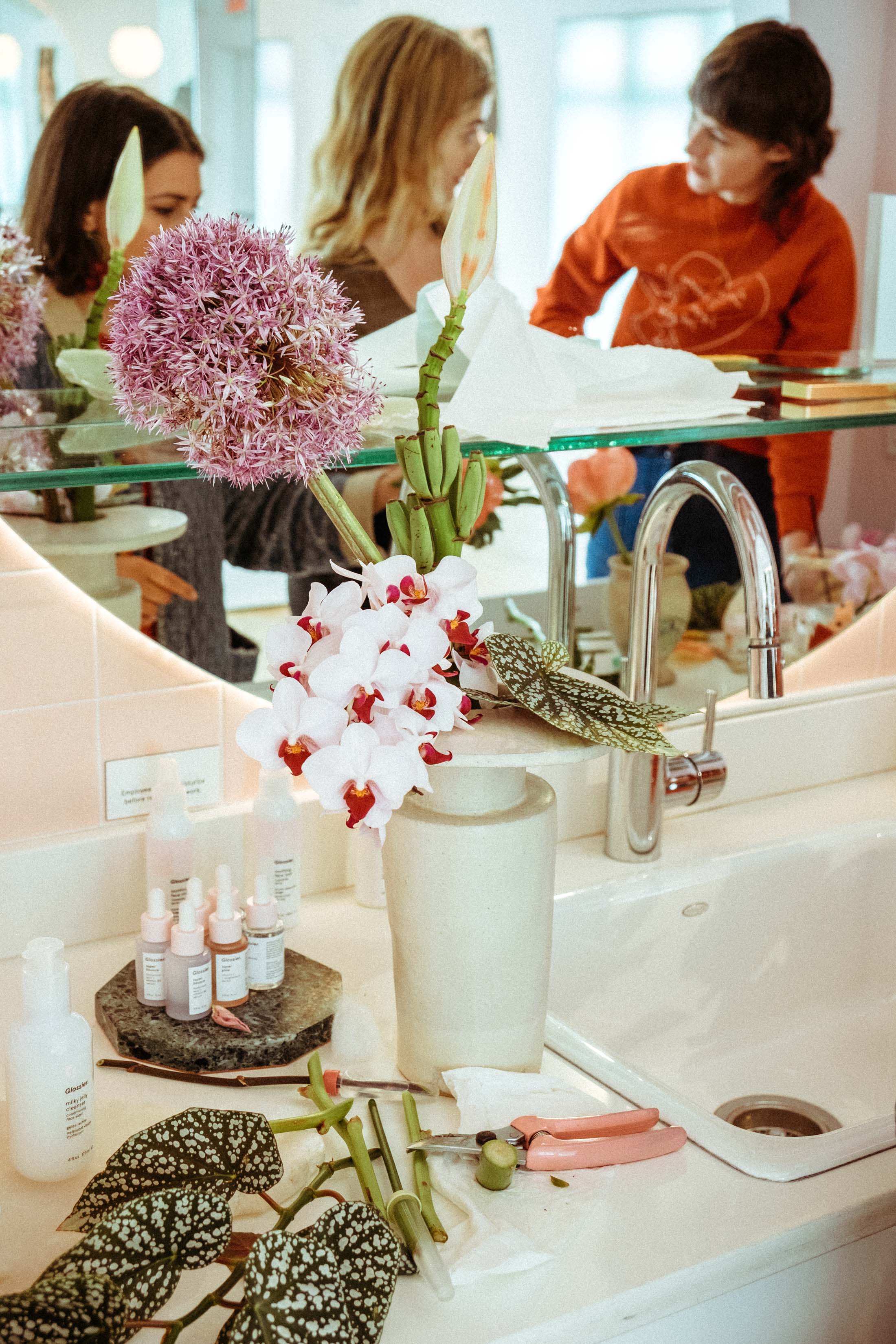 Flowers by Brittany Asch of Brrch Floral in the Glossier Showroom