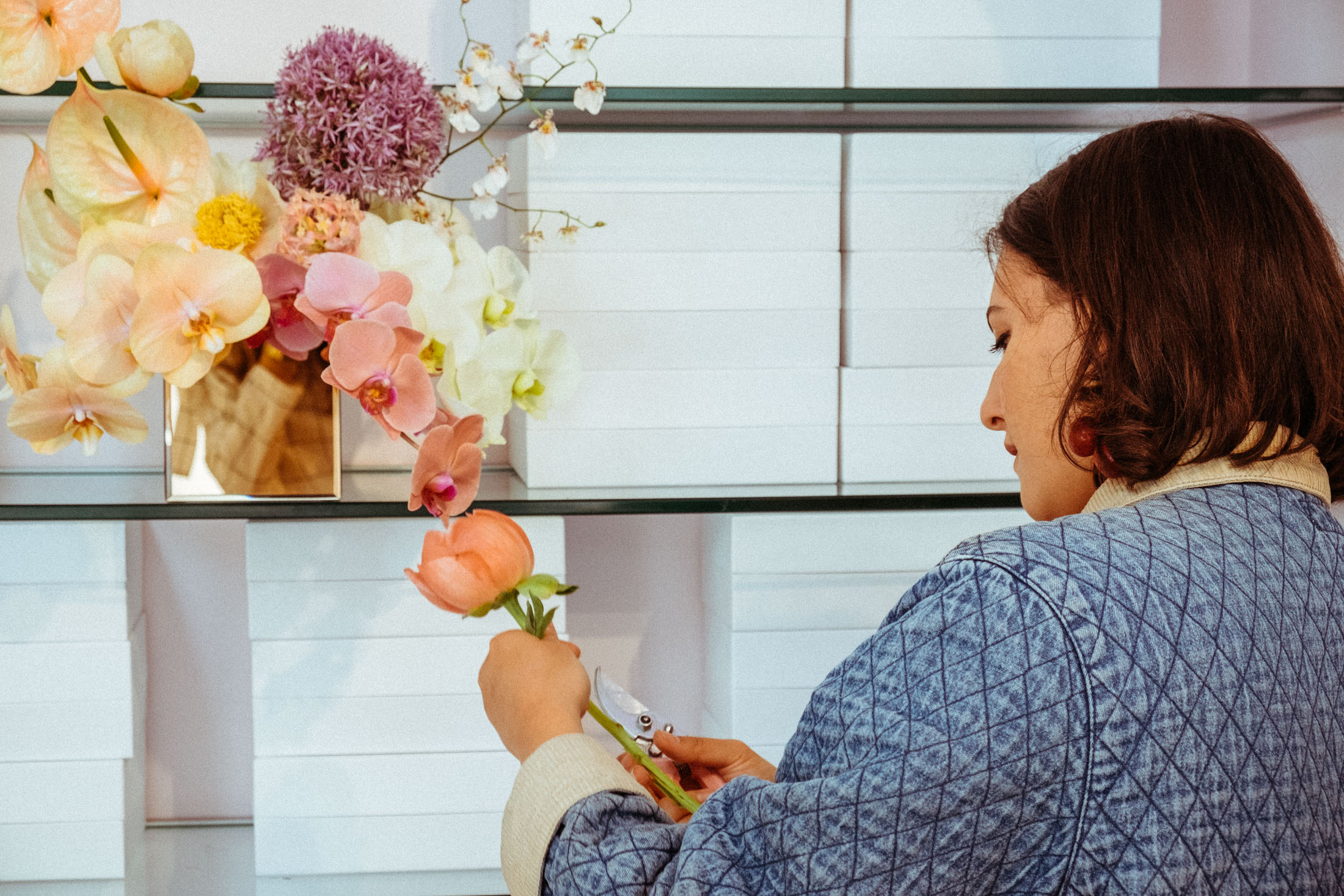 Flowers by Brittany Asch of Brrch Floral in the Glossier Showroom