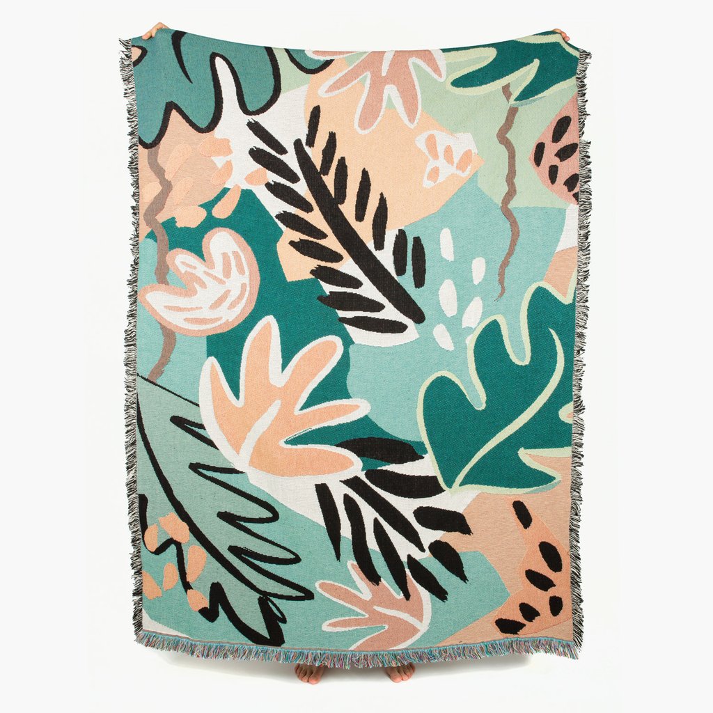 Leaf print throw