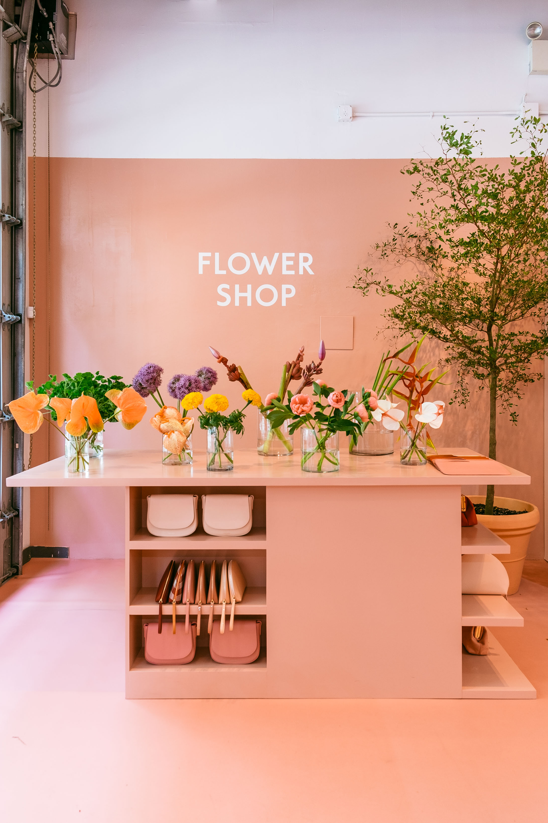 Mansur Gavriel's flower shop in their all pink Soho store