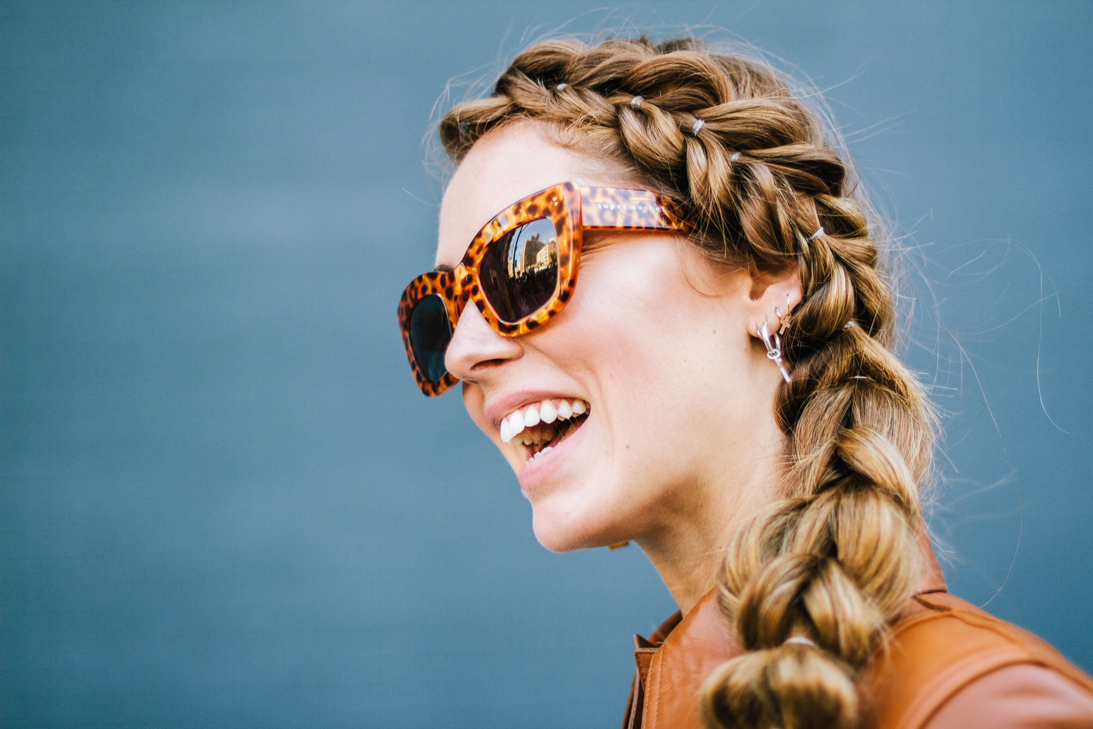 Chiara Ferragni braided hair style and ear piercings