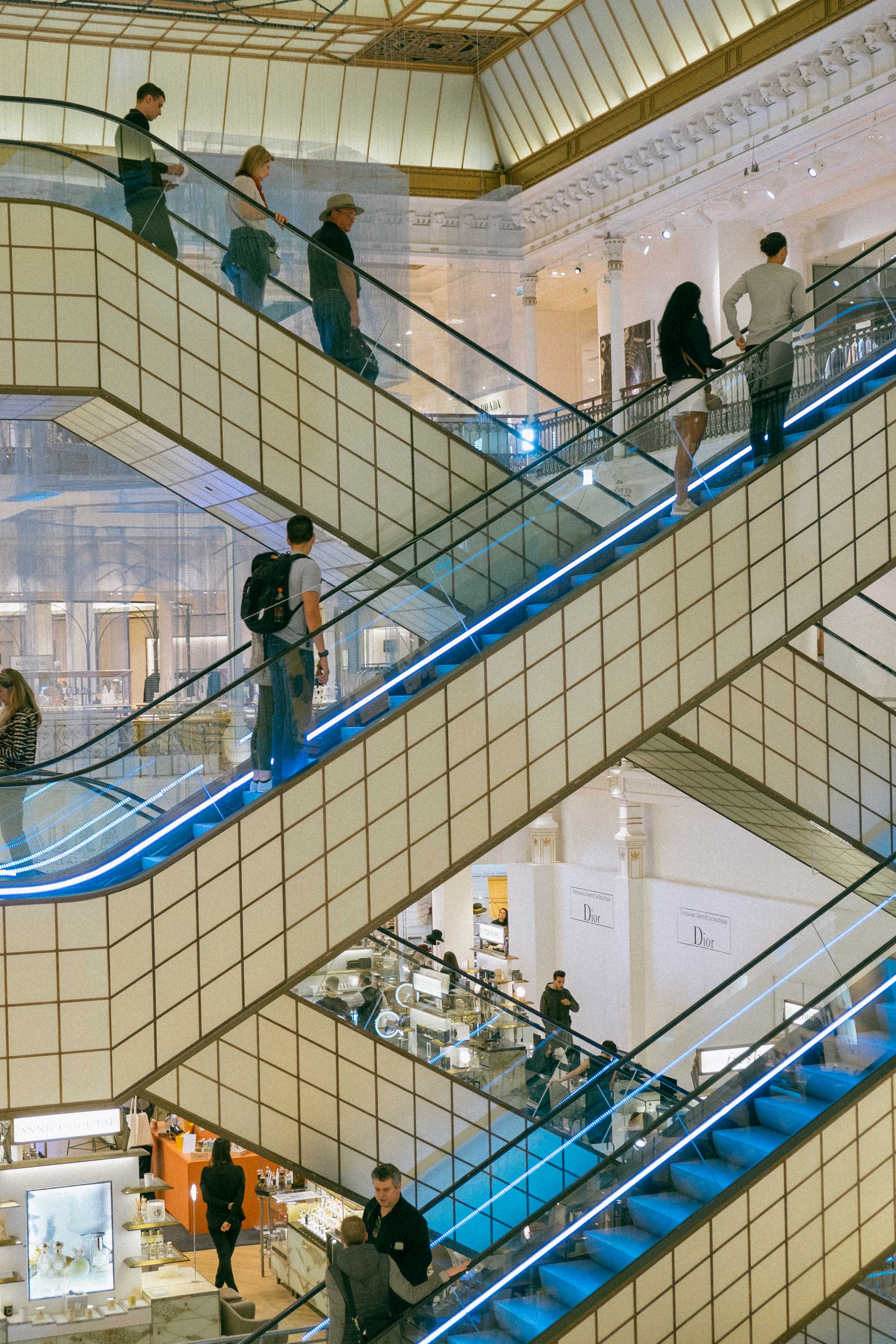 The escalators at Le Bon Marché in Paris