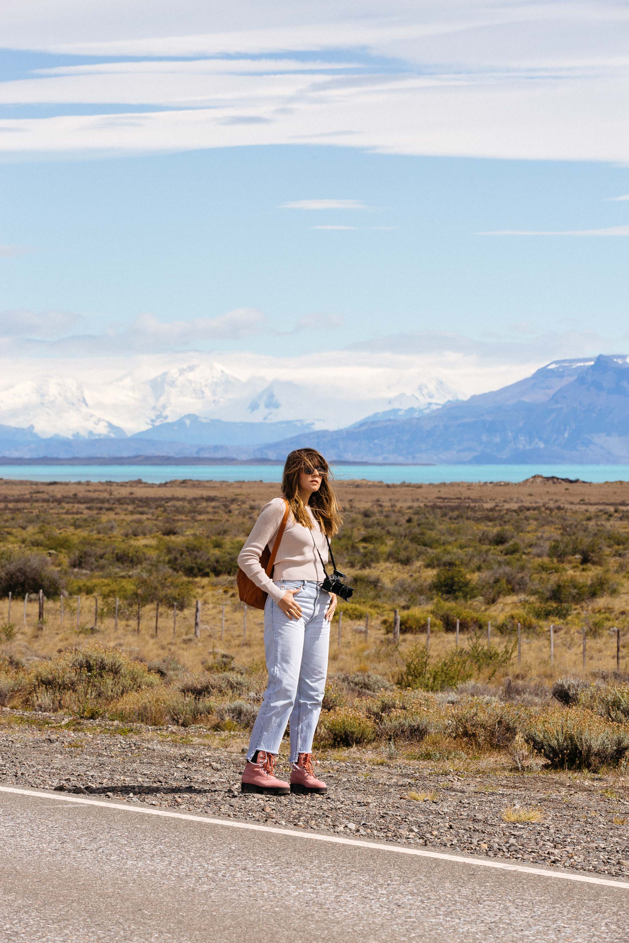 Maristella on her way to the Perito Moreno glacier in the Argentinean Patagonia