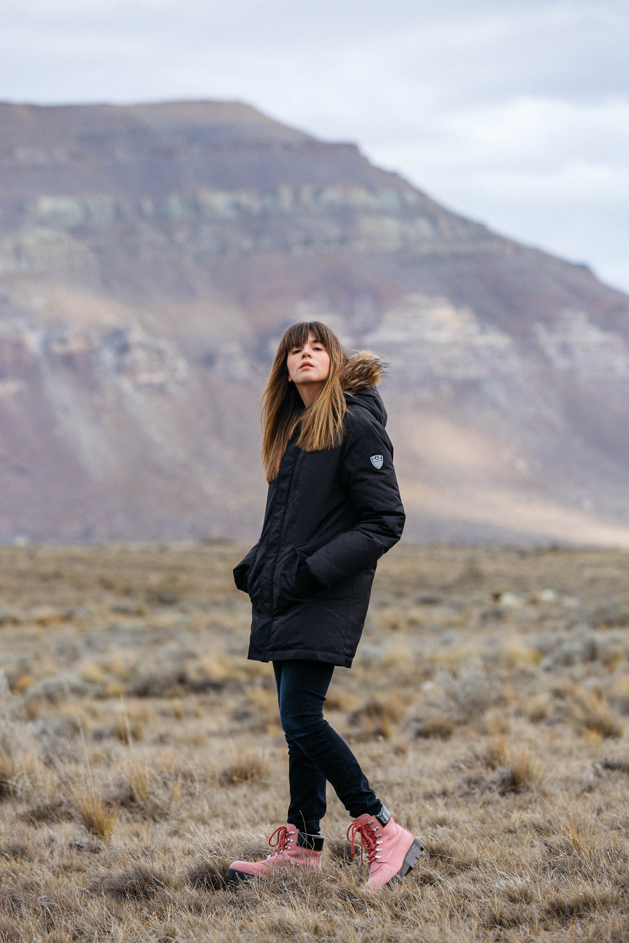 Maristella in the otherworldly landscape of El Calafate