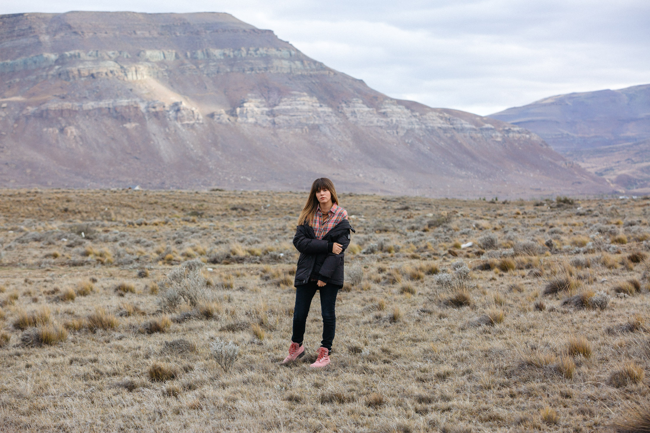 Maristella in the stark Patagonian landscape