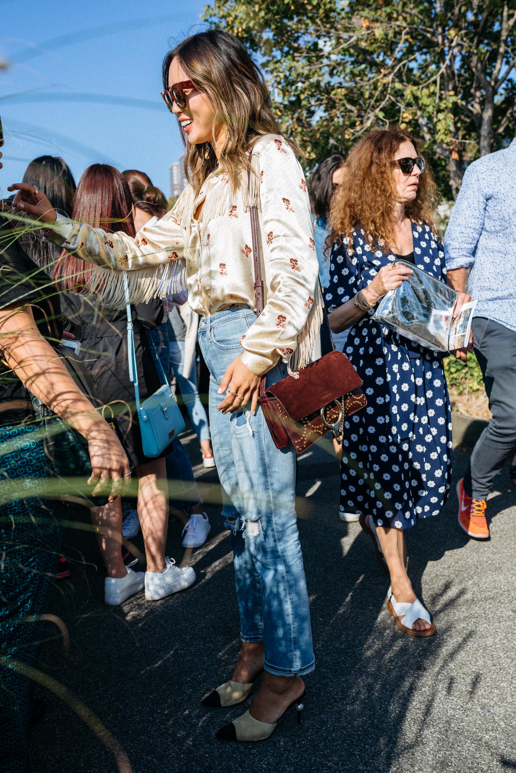 Aimee Song after Coach runway during New York Fashion Week SS17