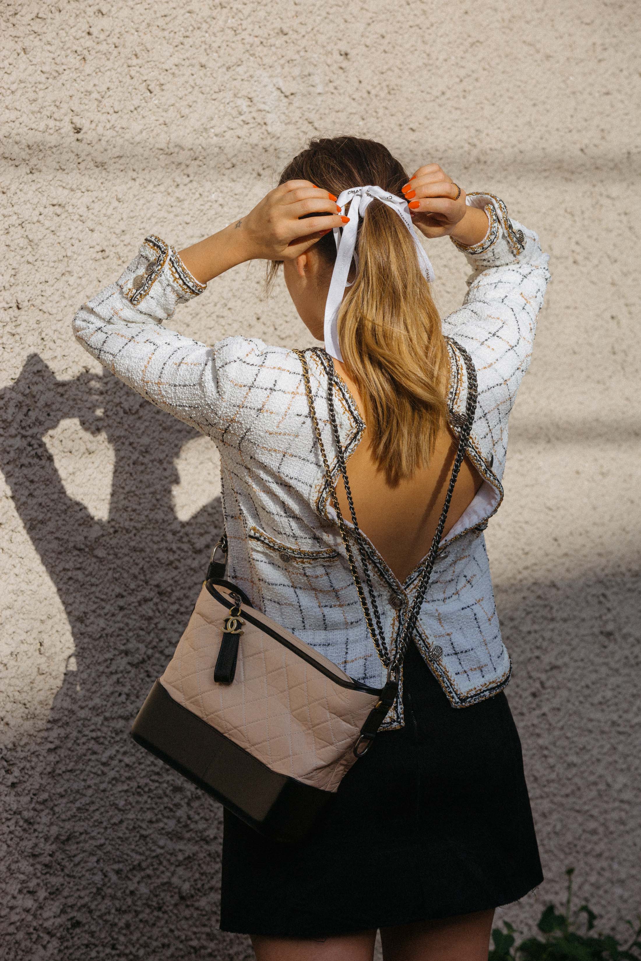 Ribbon ponytail hairstyle